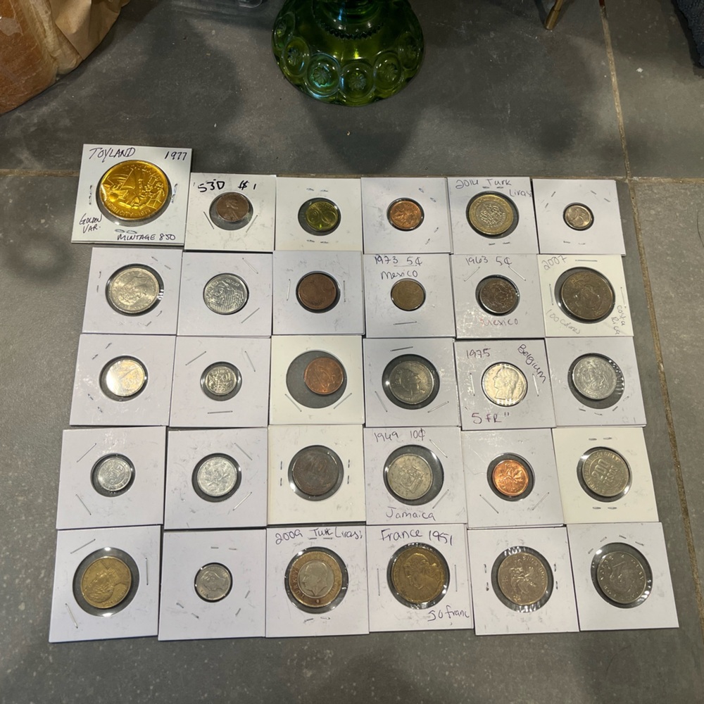 30 Foreign Coins Lot From Estate Collection As Pictured